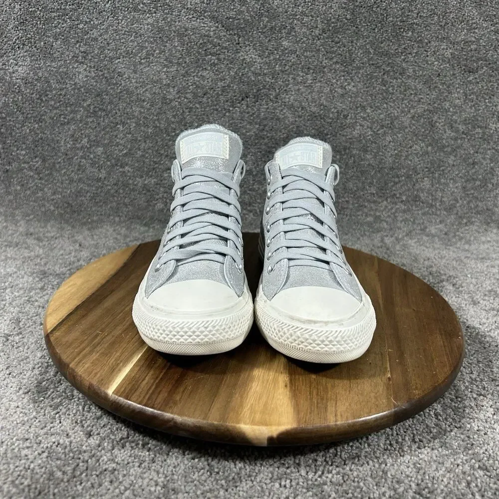 Converse CTAS Madison Mid Women’s Sz 6 Silver Sparkle Athletic Skate Shoes Used